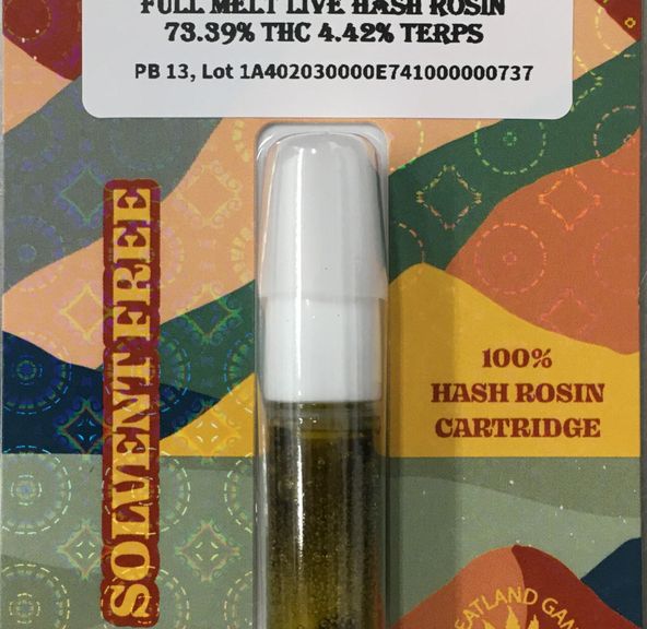 Cartridge - Live Hash Rosin - Pineapple Express 1g by Greatland Ganja 73.39% - Terps 4.42% - Sativa - 0754