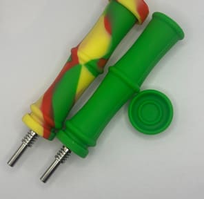 Bamboo Silicone Dab Straw - Titanium Tip - Assorted Colors