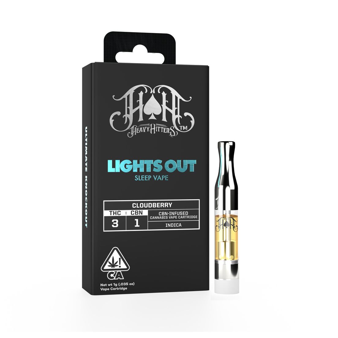 Heavy Hitters - Lights Out "Cloud Berry" Sleep Vape 3:1 THC:CBN (Indica) - 1g Cartridge