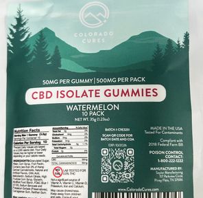 Colorado Cures - CBD Isolate Gummies 500mg (10pk) - Watermelon