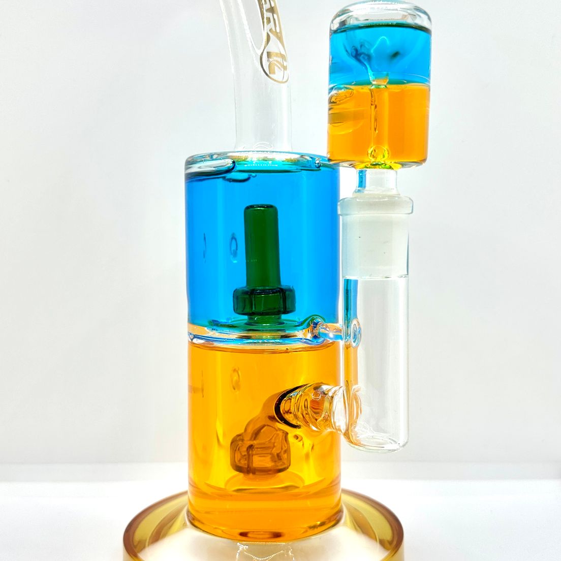 AFG - Bicolor Glycerin Chugger Water Pipe - 9.75" - 14mm F - Blue and Orange