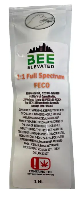 Bee Elevated - RSO/FECO 1ml syringe - 1:1 CBD:THC