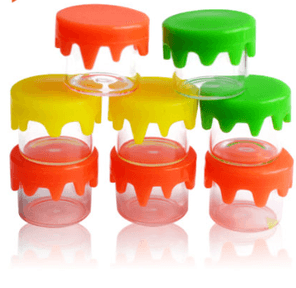 SMALL SMELL PROOF GLASS JAR WITH RUBBER TOP