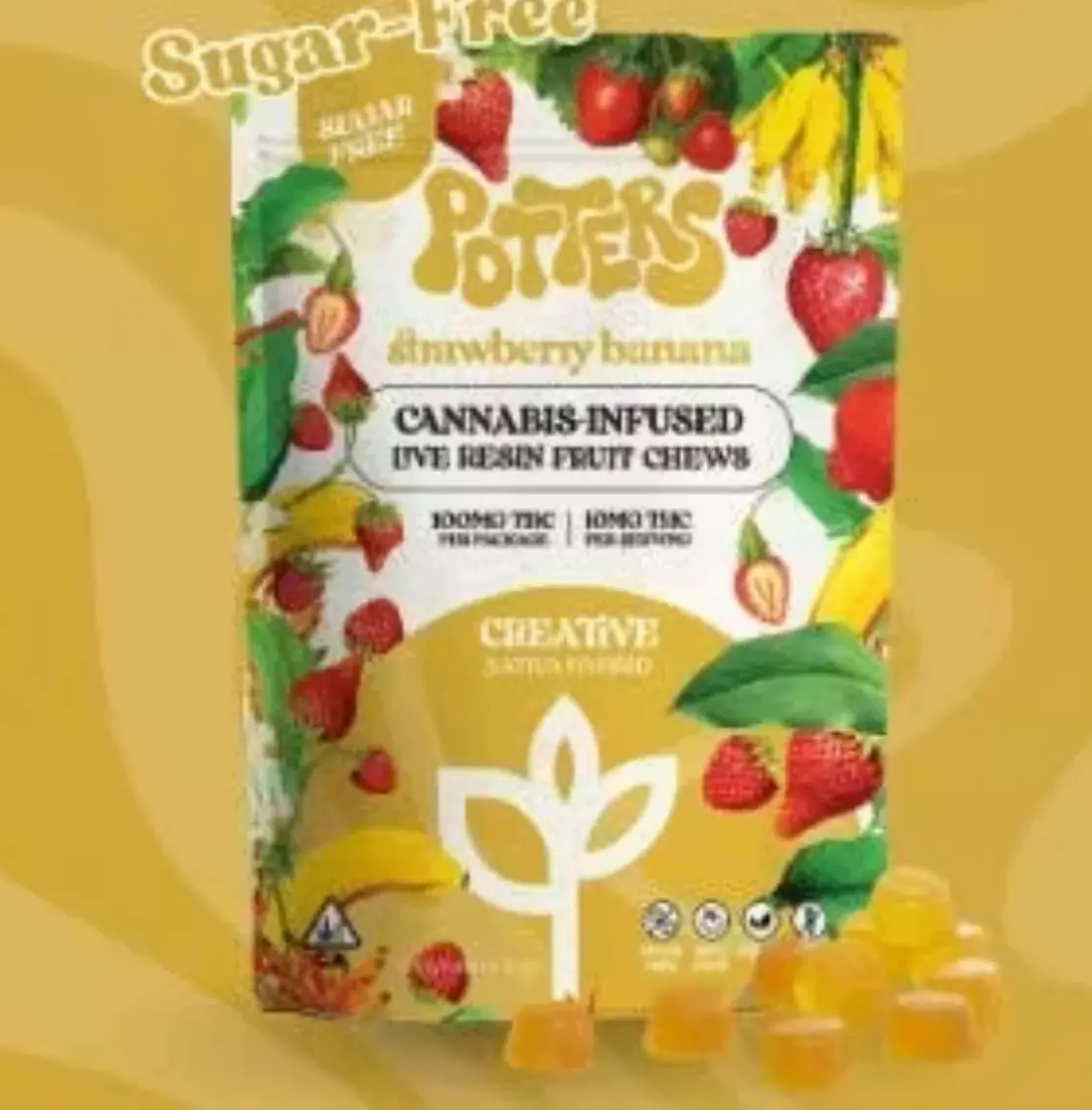 Potters - Strawberry Banana Gummies | 100mg | Hybrid - Sativa Dominant