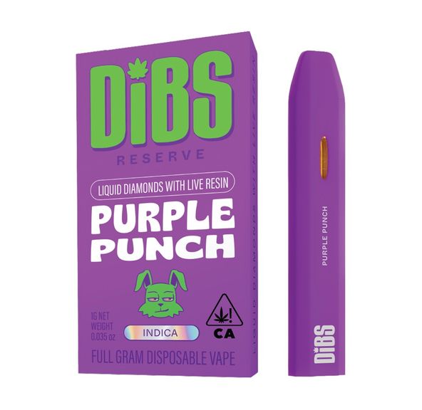 Dibs Reserve- Purple Punch Melted Diamonds With Live Resin Disposable Vape 1g (I)