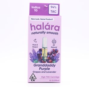 Halara- GRANDDADDY PURPLE 1G CARTRIDGE