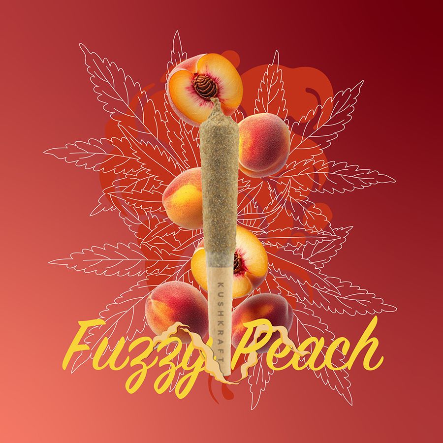 1 x 0.5g Infused Sticky Banger Pre-Roll Indica Fuzzy Peach by KushKraft
