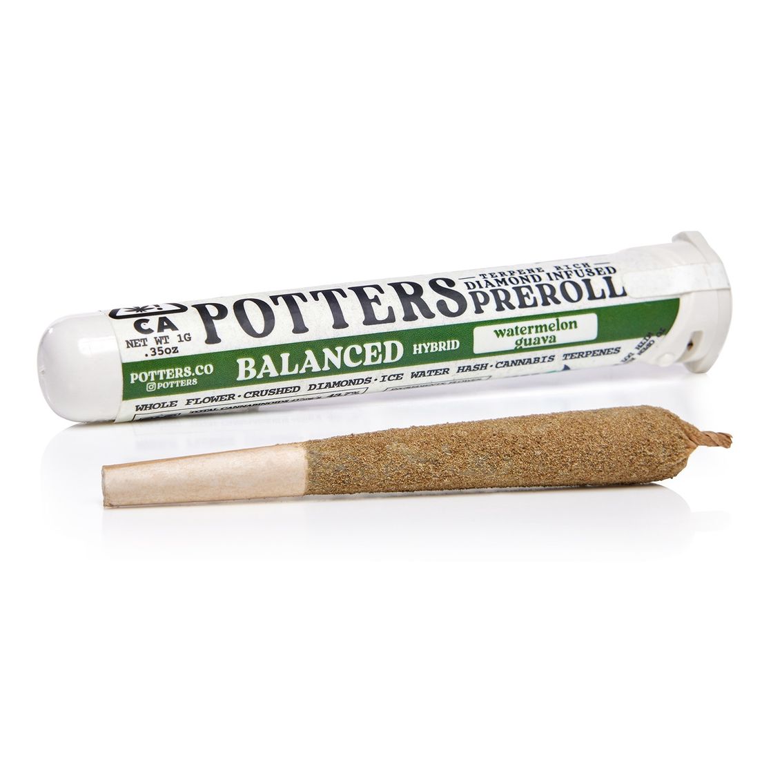 D. Potters 1g Diamond Infused Pre Roll - Watermelon Guava (H)