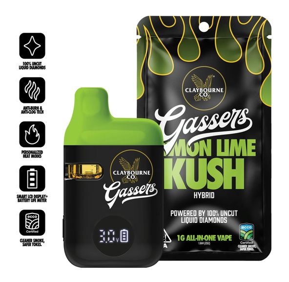Claybourne Co. - Gassers Liquid Diamonds AIO - 1g - Lemon Lime Kush