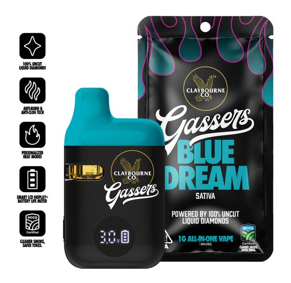 Claybourne Co. - Gassers Liquid Diamonds AIO - 1g - Blue Dream