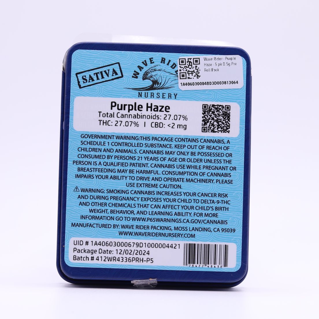 Wave Rider- PURPLE HAZE 0.5G PREROLL 5 PACK