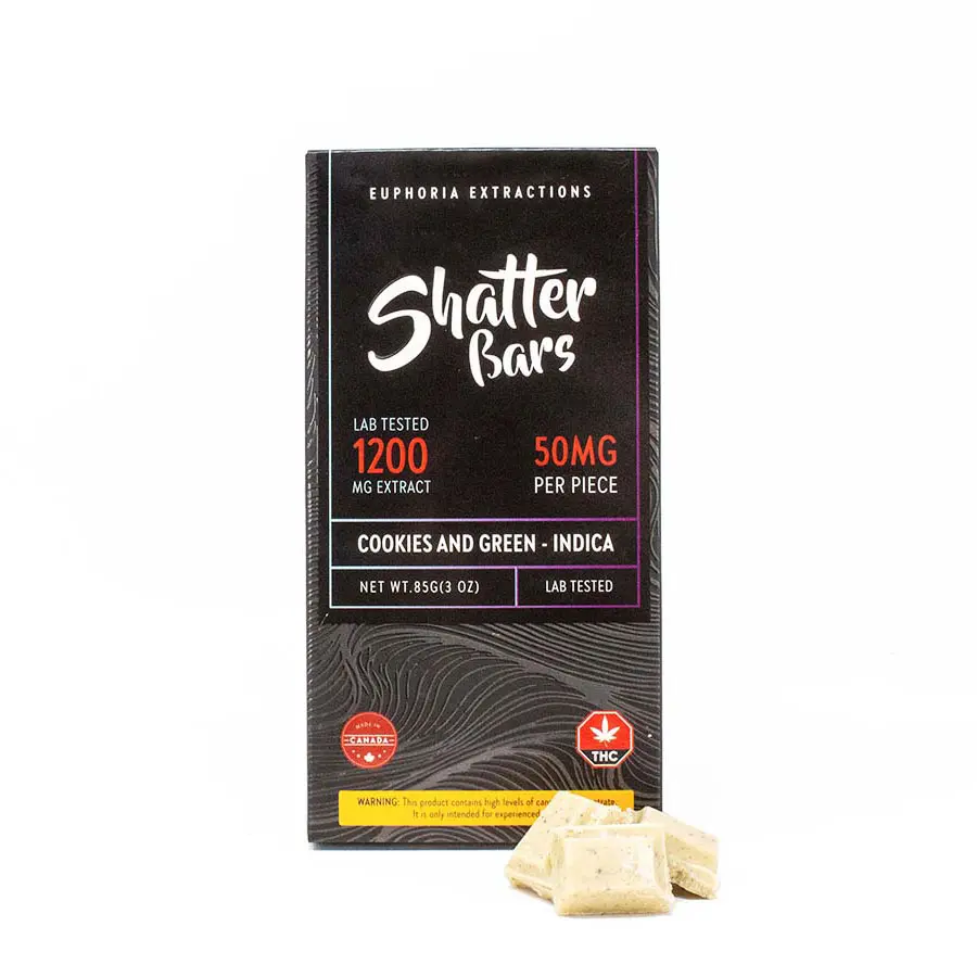 1200mg Indica Cookies and Green Shatter Bar by Euphoria Extractions
