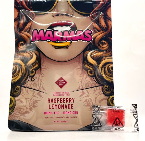 1: 1 THC: CBD Raspberry Lemonade Vegan Fruit Bites - Marmas