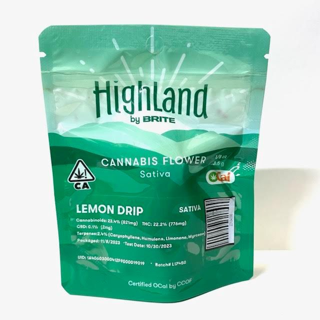 B. Highland by Brite 3.5g Flower - Quality 7.5/10 - Lemon Drip