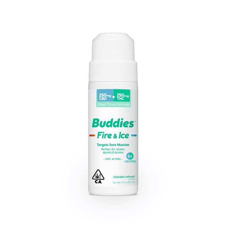 *Promo* Buddies- Fire & Ice 1:1 250mg (THC:CBD) Topical Roll On 3fl oz