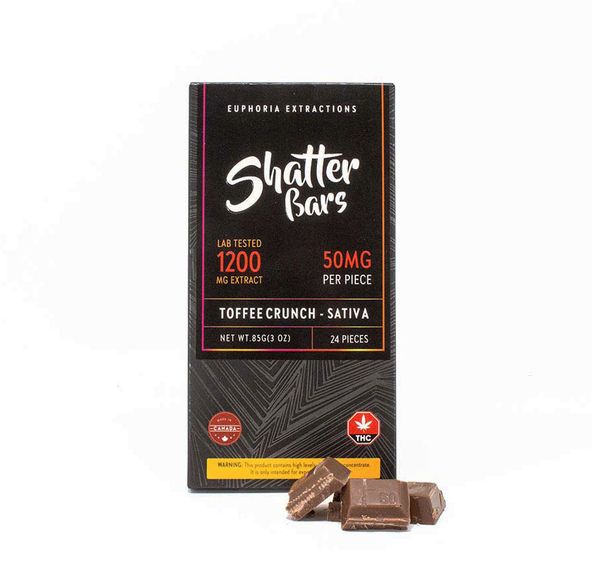 1200mg Sativa Toffee Crunch Shatter Bar by Euphoria Extractions