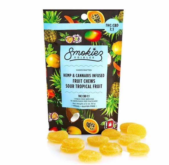 Tropical Fruit 100mg CBD : 100mg THC Fruit Chews