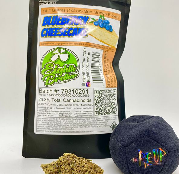 *Deal! $75 1/2 oz. Blueberry Cheesecake (24.9%/Hybrid - Sativa D.) - Eighth Brother + Hacky Sack