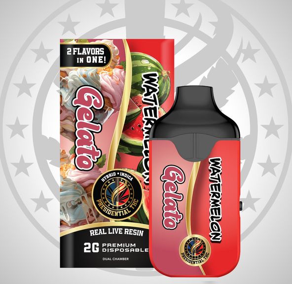 PRESIDENTIAL THC GELATO/WATERMELON LIVE RESIN DUAL CHAMBER DISPOSABLE 2G