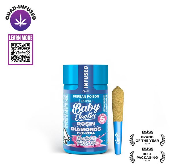 Jeeter | Baby | Quad Infused | Prerolls | 5 x .5g | Durban Poison