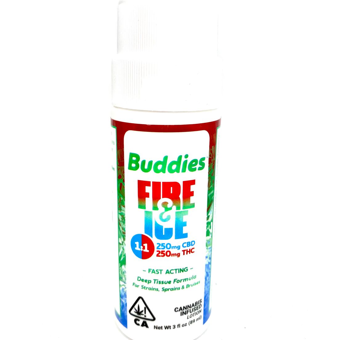 Buddies - Fire & Ice - Roll On - 1:1 250mg THC: 250mg CBD - 3 Oz