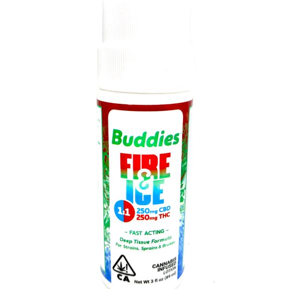 Buddies - Fire & Ice - Roll On - 1:1 250mg THC: 250mg CBD - 3 Oz