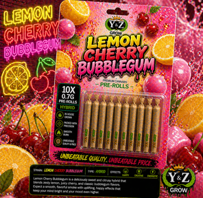 0.7G Pre-Roll: Lemon Cherry Bubblegum (H) 10 PACK