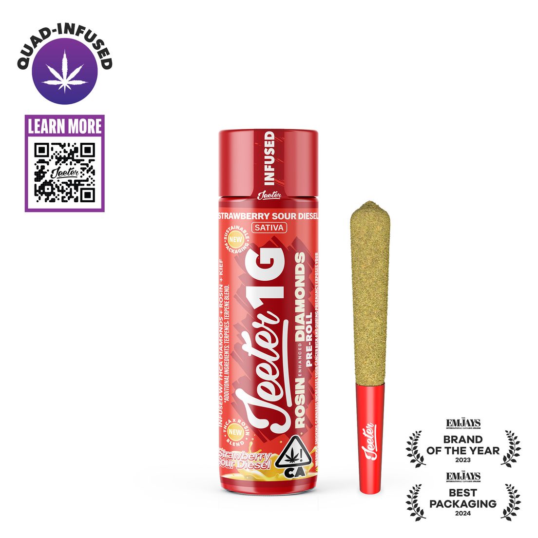 Jeeter | Quad Infused | Preroll | 1g | Strawberry Sour Diesel