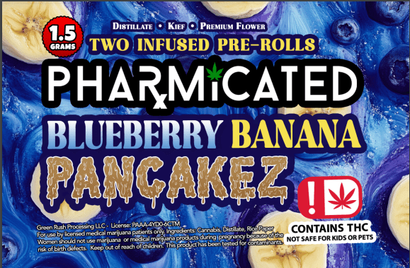PHARMICATED BLUEBERRY BANANA PANCAKEZ INFUSED PREROLL 1.5G