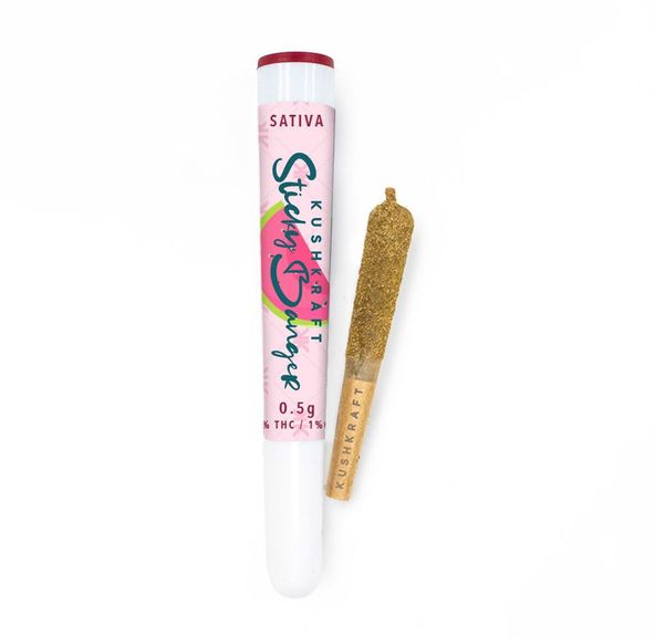 1 x 0.5g Infused Sticky Banger Pre-Roll Sativa Clementine Watermelon by KushKraft