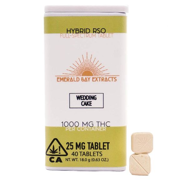 Emerald Bay Extracts 25mg Tablets - Hybrid - Wedding Cake - 1000mg Package
