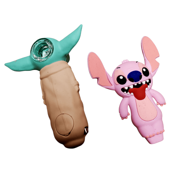 4.5" Silicone Pink Stitch Character Pipe