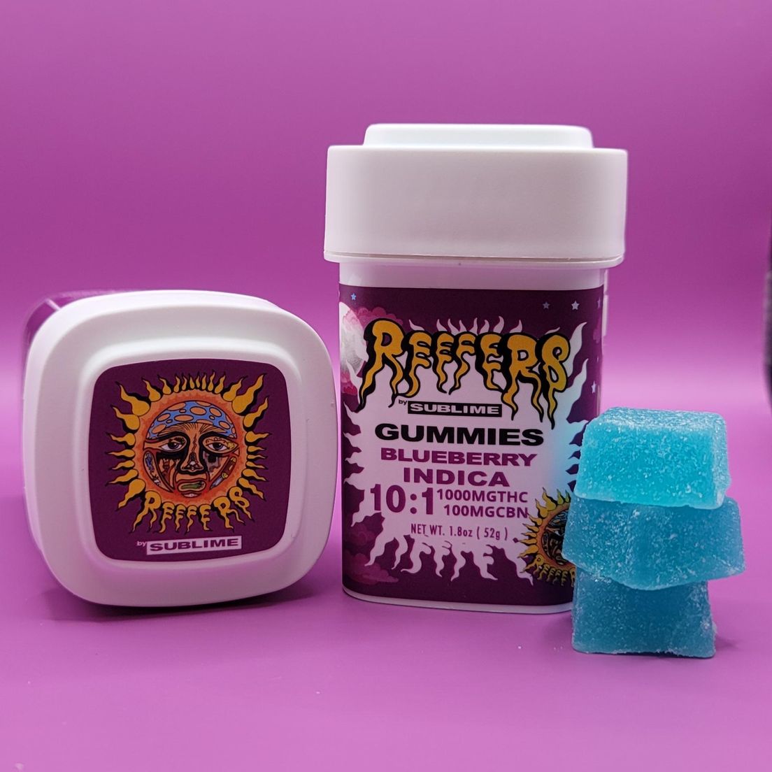 Sublime 1000mg Blueberry Indica (100mg THC, 10mg CBN, Each)