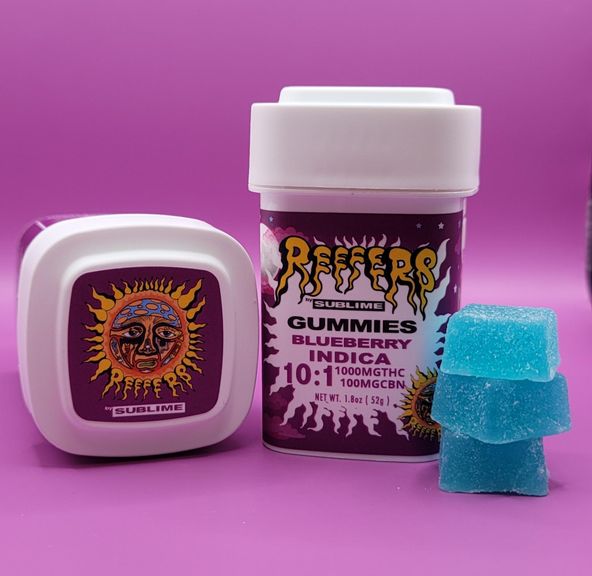 Sublime 1000mg Blueberry Indica (100mg THC, 10mg CBN, Each)