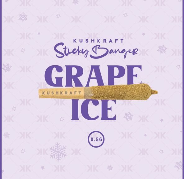 1 x 0.5g Infused Sticky Banger Pre-Roll Indica Grape Ice by KushKraft