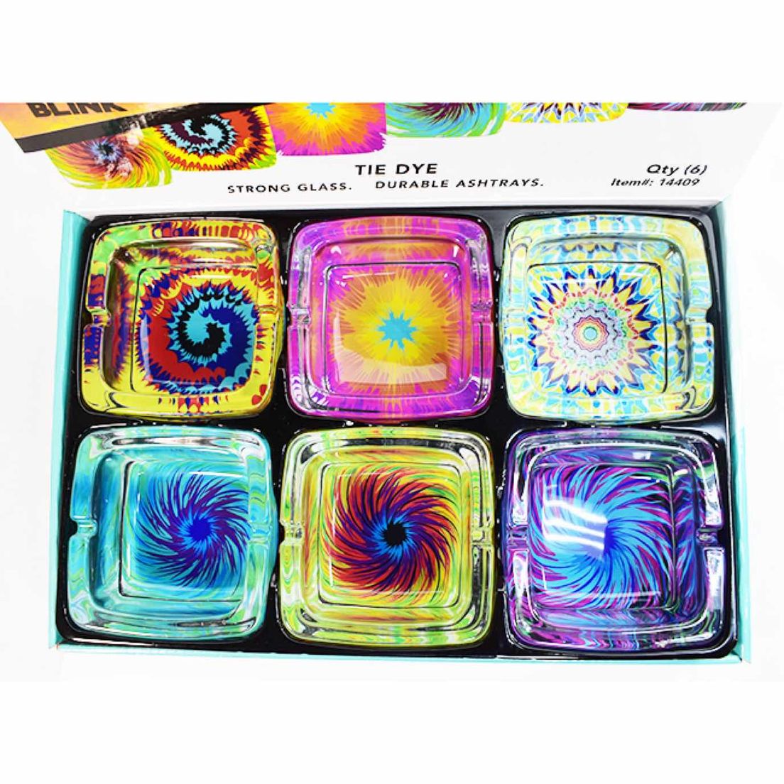 Ash Tray - Tie Dye Square Glass Ash Tray