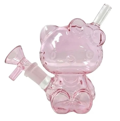BDBK4.5" Super Cute 3D Pink Kitty Glass Water Pipe