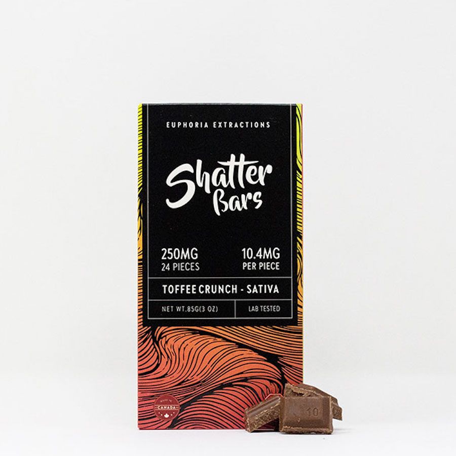 250mg Sativa Toffee Crunch Shatter Bar by Euphoria Extractions