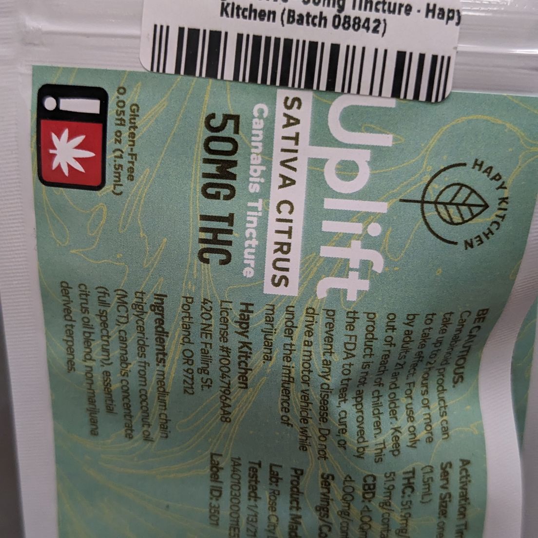 Citrus Single Serve - 50mg Tincture - Hapy Kitchen (Batch 08842)