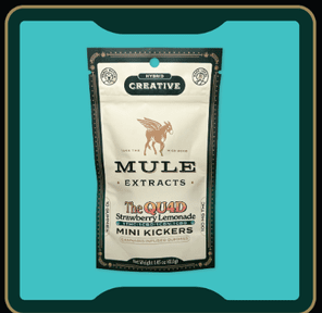 Mule Extracts | Mini Kickers The Qu4d Strawberry Lemonade | 10 pack: 100mg THC: 100mg CBD: 100mg CBG: 100mg CBN