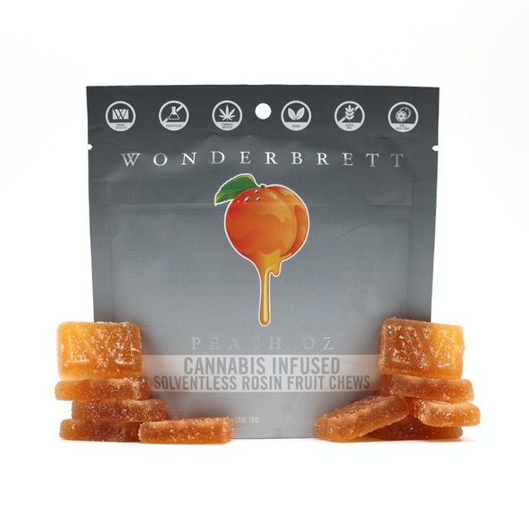 Peach Oz, Solventless Fruit Chews, Edible, 100mg, - Wonderbrett