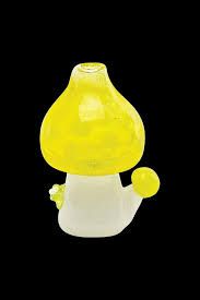 Yellow and White Glass Mushroom Carb Cap