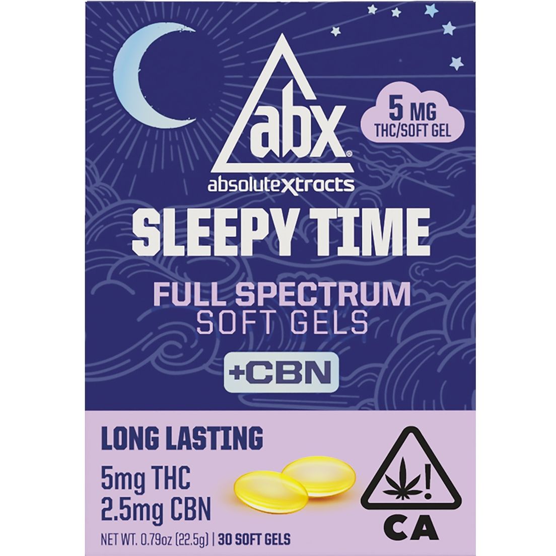 ABX Sleepy Time Solventless + CBN Soft Gels 5mg THC (30 capsules)