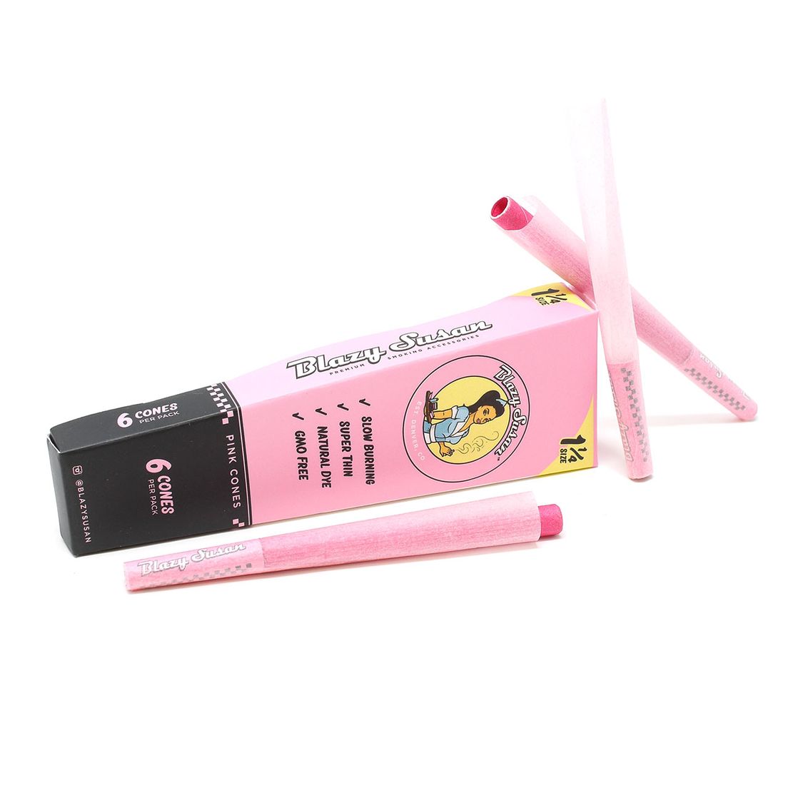 Pre-Rolled Pink Cones 6 Pack 1 1/4 Size by Blazy Susan