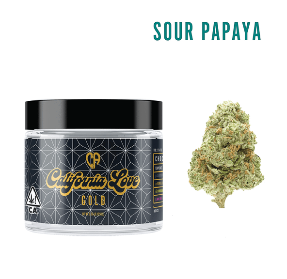 California Love | Gold | PackagedFlower-Jar-3.5g-Sour Papaya