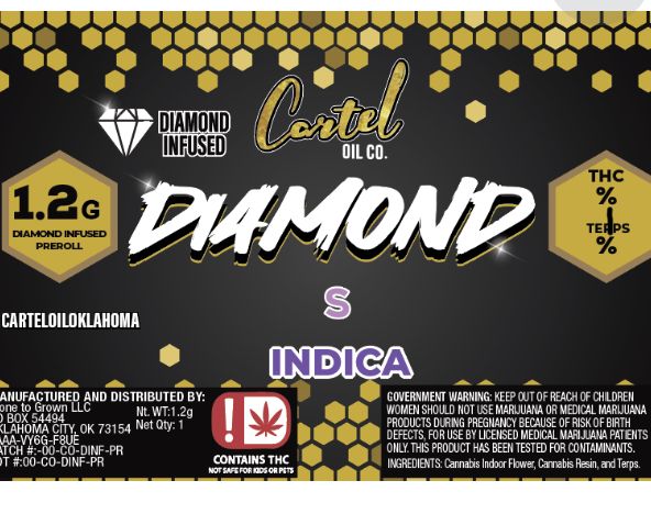 Cartel Oil Co - Diamond Infused Pre-Roll 1.2g - Hybrid - Cherry Garcia