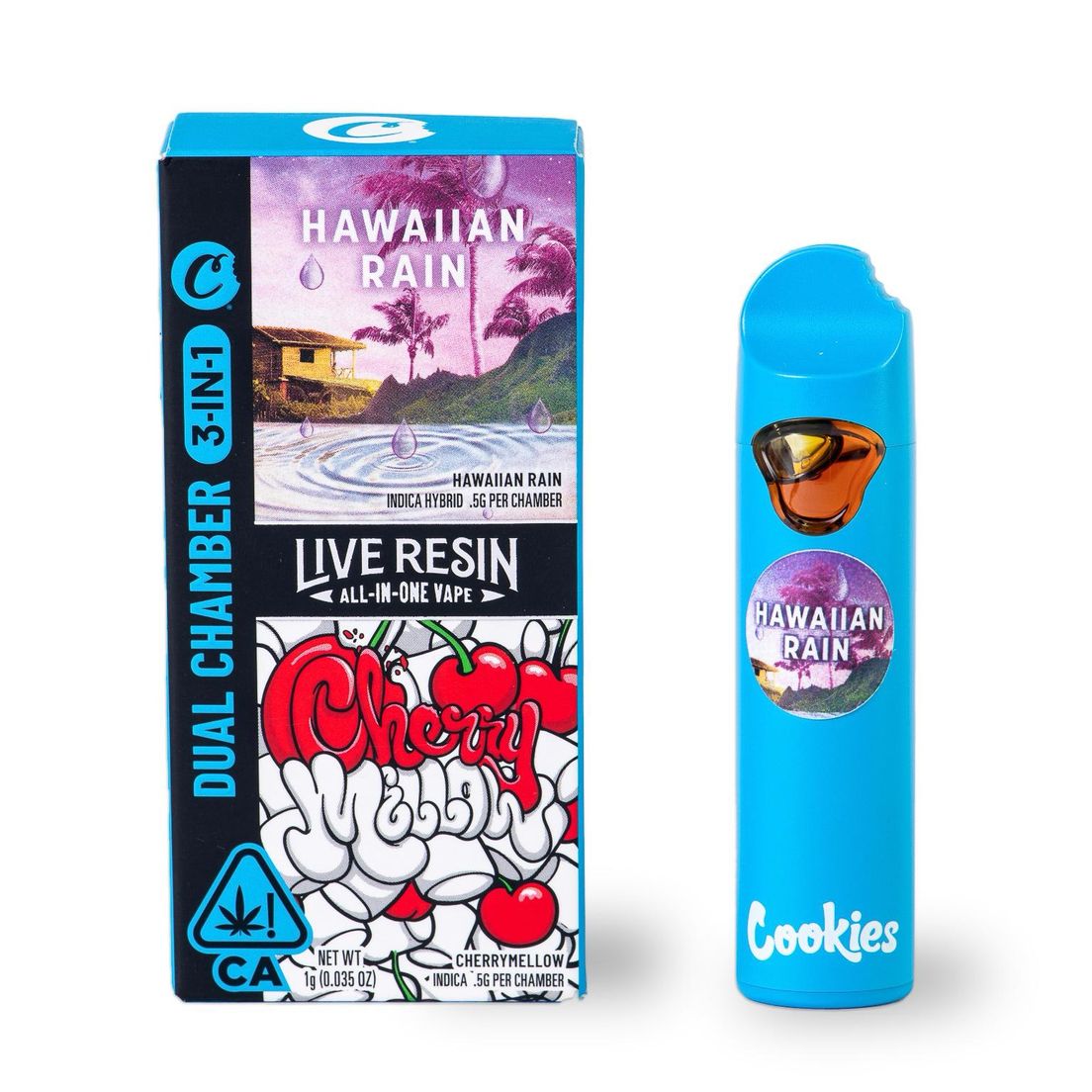 Cookies- Hawaiian Rain & Cherry Mellow Live Resin Dual Chamber 3 In 1 AIO 1g (H)