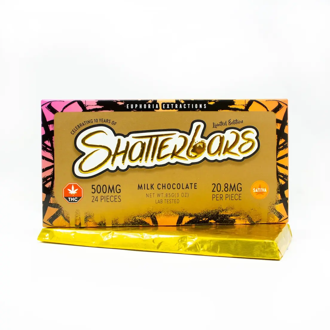 500mg Sativa Milk Chocolate Shatter Bar by Euphoria Extractions GOLDEN TICKET INSIDE