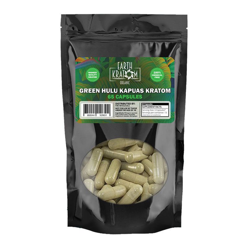65ct Green Hulu Kratom Capsules