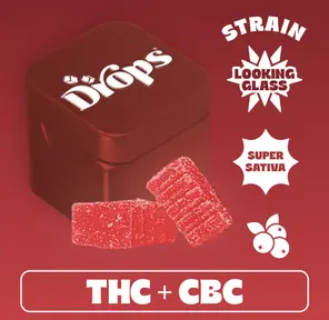 Drops Singles Cranberry Gummies 100mg THC / 100mg CBC